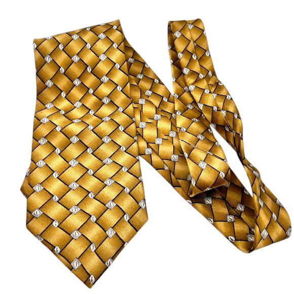 Pace Mens Gold Mens Tie Wide Fall Formal Business Geomentric - Picture 1 of 4